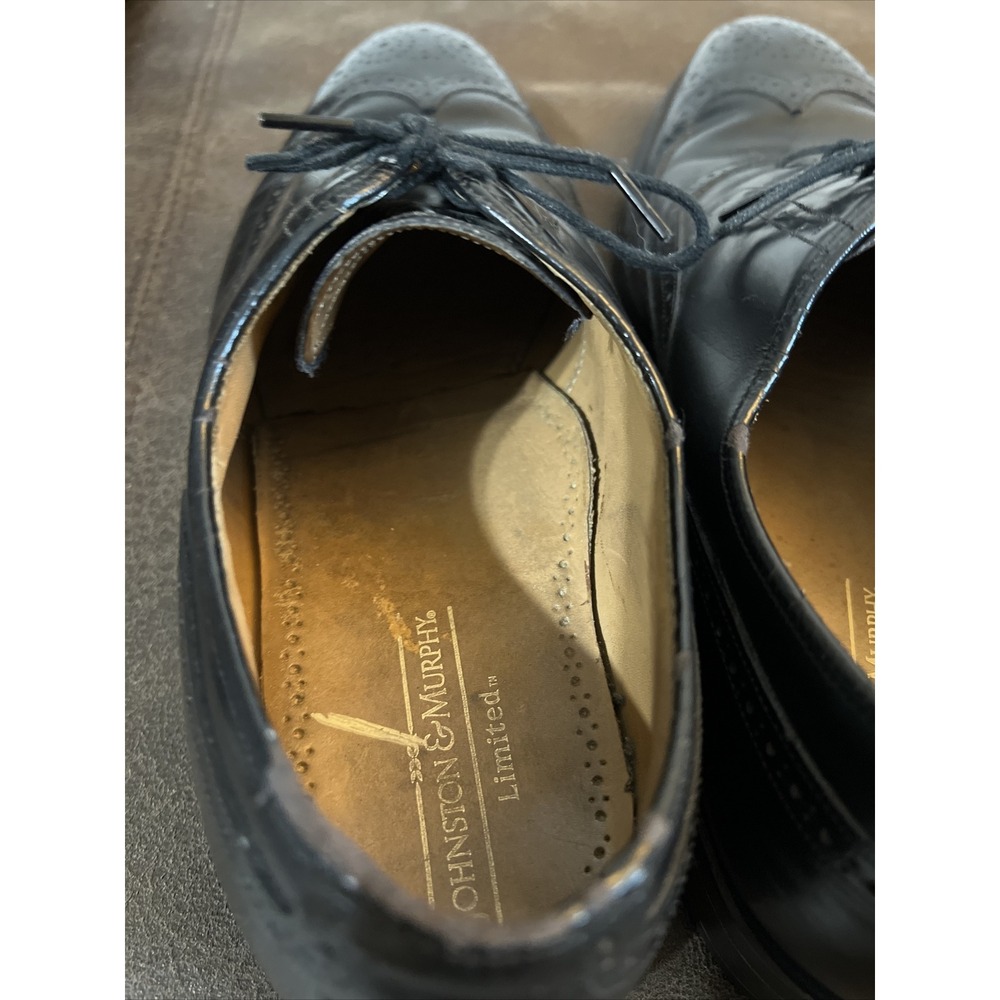 Johnston & Murphy Limited Wingtip Oxford Lace Up Shoes Men's SZ 9 1/2 Black - Picture 7 of 10